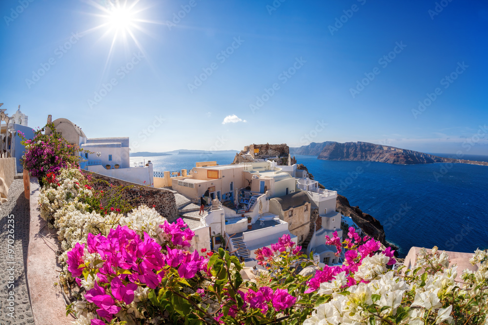 Santorini island in Greece - obrazy, fototapety, plakaty 