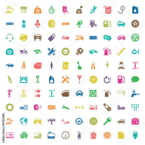 car repair 100  icons set for web
