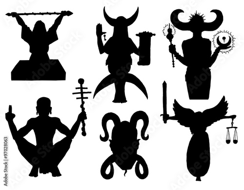  Collection with silhouettes of magicians