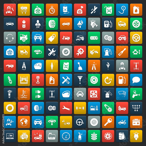 car repair 100  icons set for web