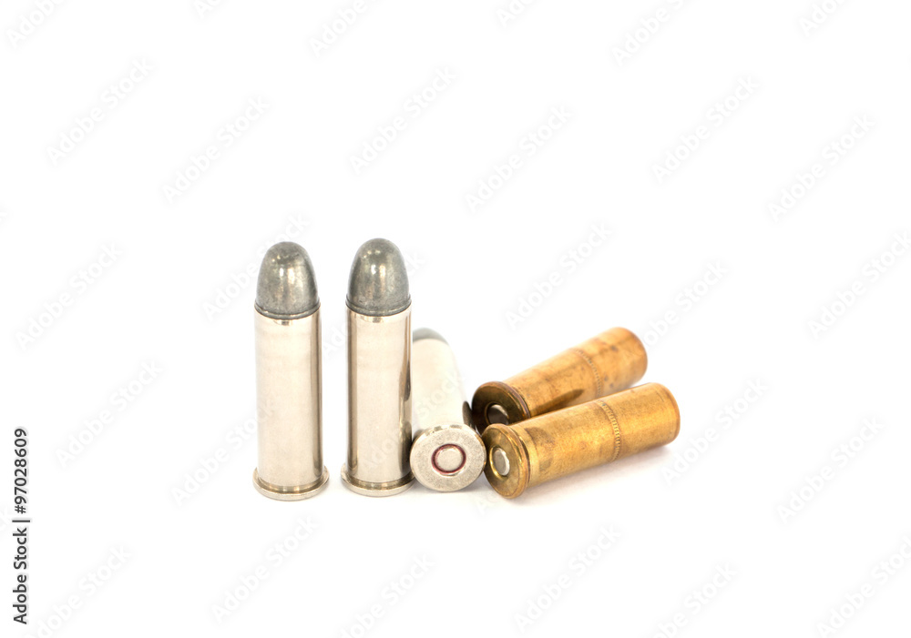 bullets for .38 revolver handgun on white background; bullet train bullets for .38 revolver handgun on white background; bullet train