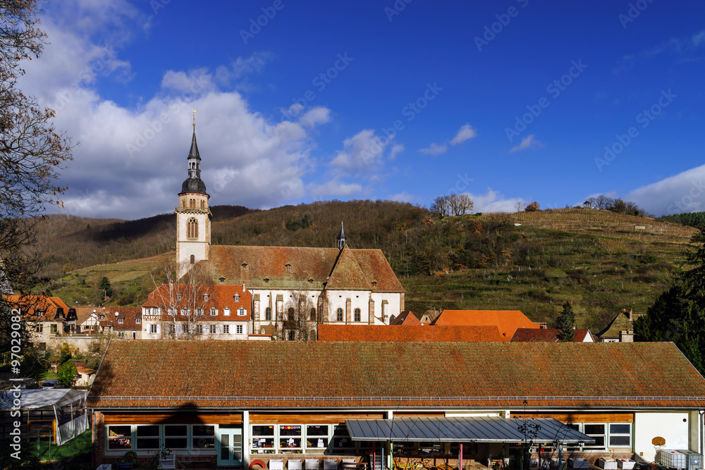 Naklejka premium Old medieval abbey church in Alsace