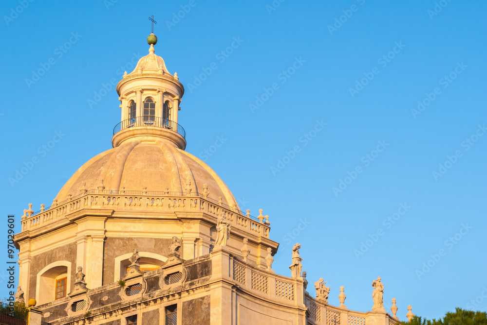 The dome of a baroque church (Badia di Sant'Agata) in Catania