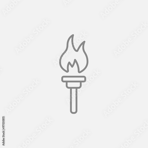 Burning olympic torch line icon.