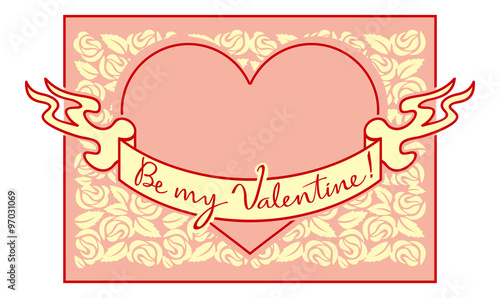 Valentine greeting card with original drawing artistic text