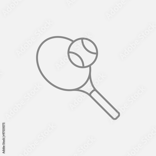 Tennis racket and ball line icon.