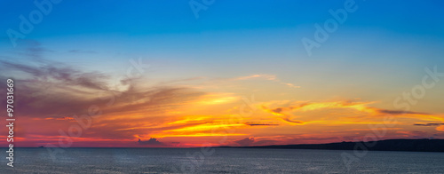 Sunset panorama over sea