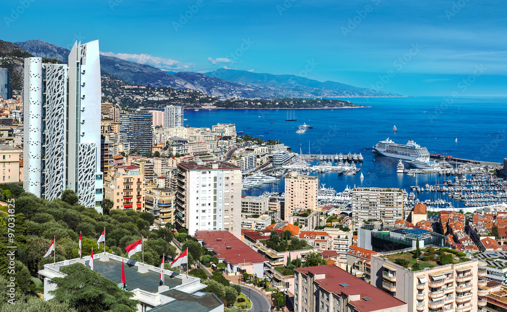 Naklejka premium Panoramic view of Monte Carlo, Monaco