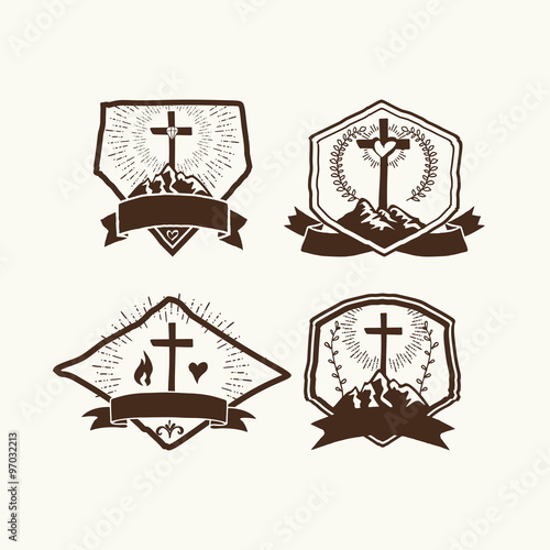 Christian logos set. Church logo.