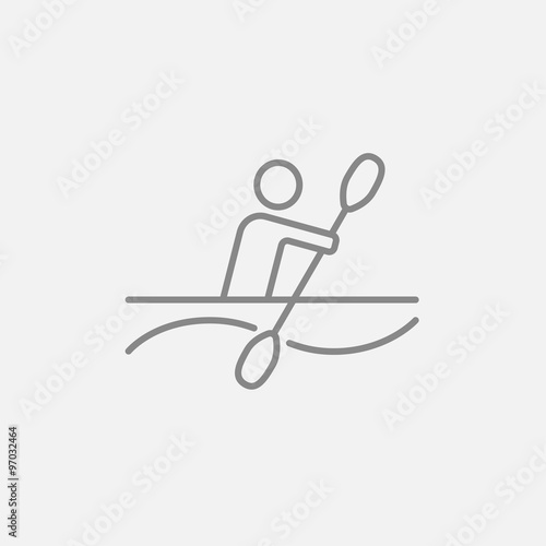 Man kayaking line icon.