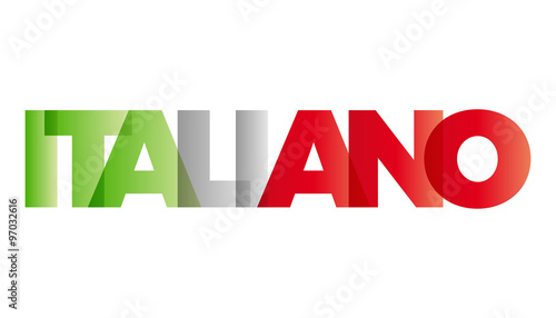 The word Italian. Vector banner with the text colored rainbow.