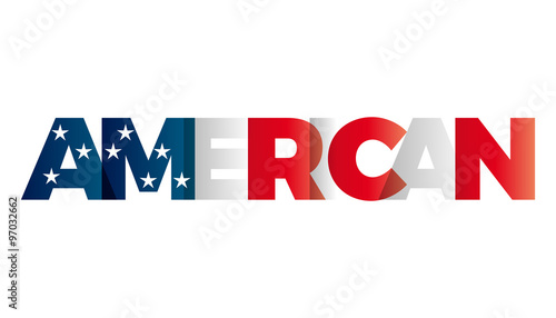 The word American. Vector banner with the text colored rainbow.