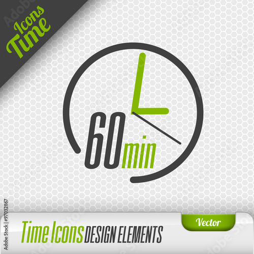 Time Icon 60 Minutes Symbol Vector Design Elements