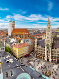 Aerial view on Marienplatz town hall
