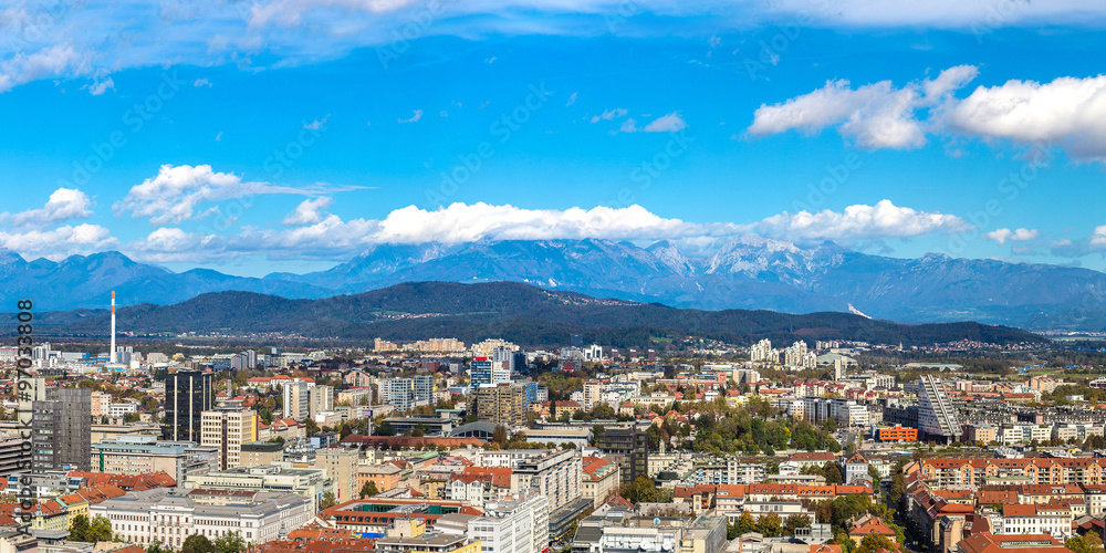 Aerial view of Ljubljana in Slovenia Aerial view of Ljubljana in Slovenia