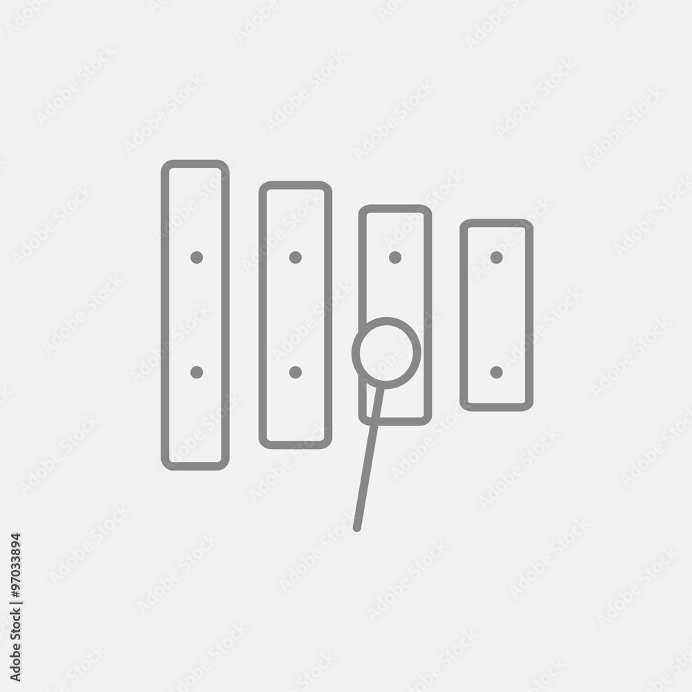 Xylophone with mallet line icon. Xylophone with mallet line icon.