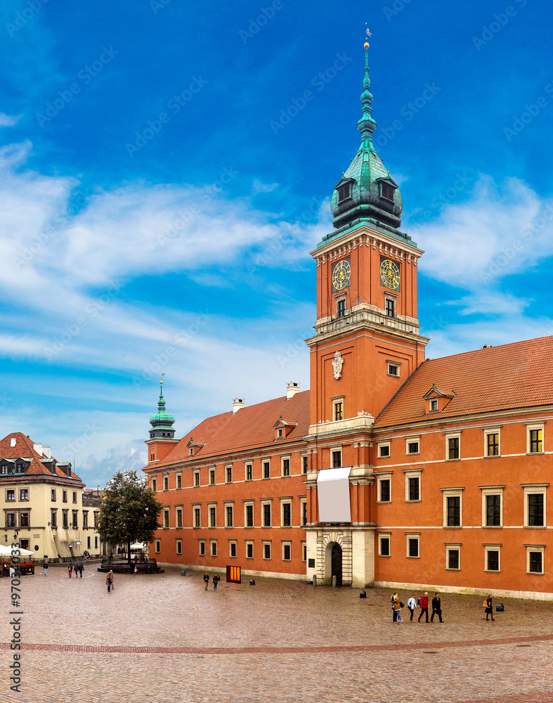 Naklejka premium Royal Castle and Sigismund Column in Warsaw