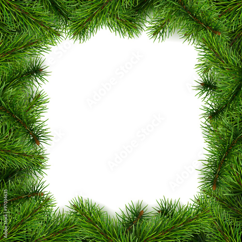 christmas square frame with fir