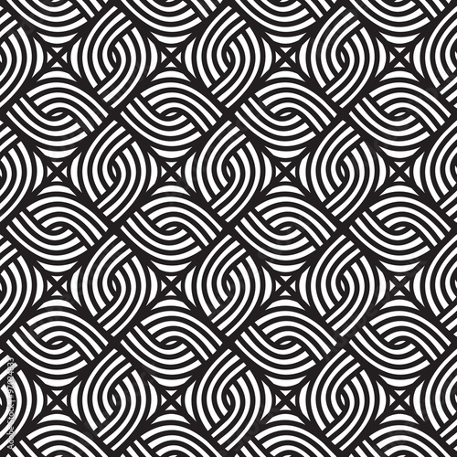 Abstract wicker black and white pattern. Seamless vector pattern.