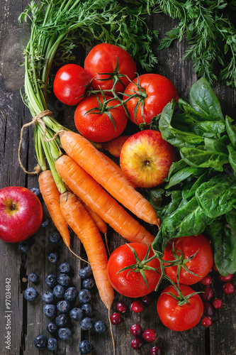 Mix of fruits, vegetables and berries