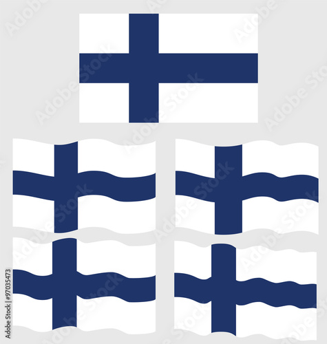 Flat and Waving Flag of Finland