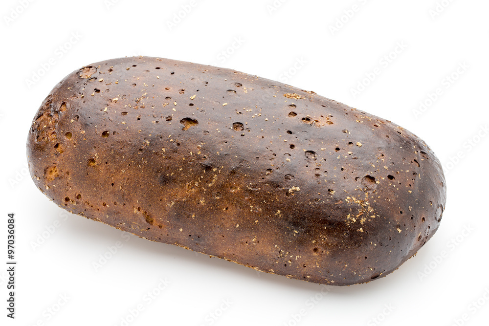 Dark rue bread on a white background. Dark rue bread on a white background.