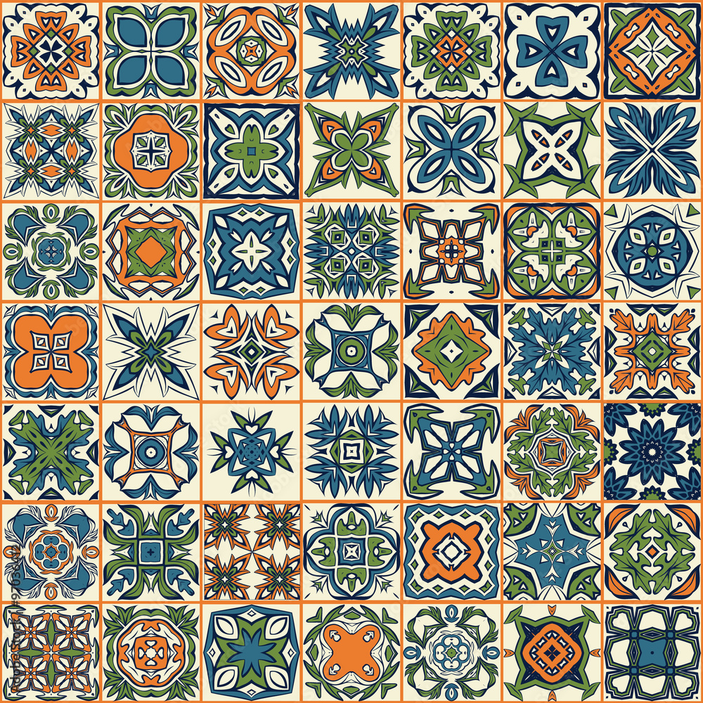 Seamless patchwork pattern, tiles, ornaments Seamless patchwork pattern, tiles, ornaments