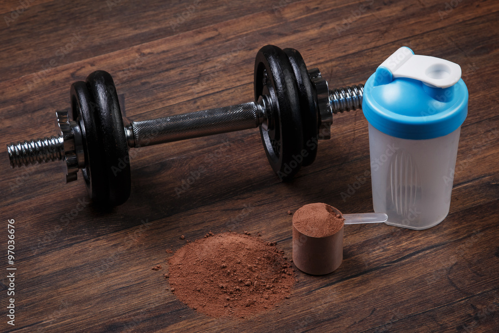 Dumbell and protein powder Dumbell and protein powder