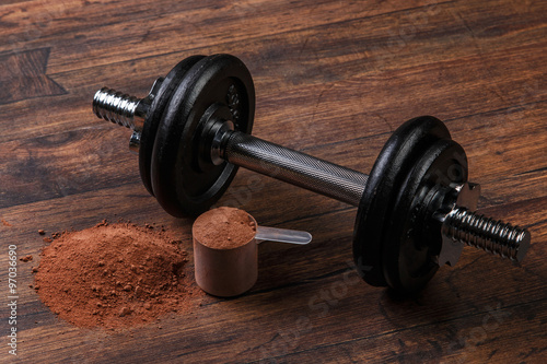 Dumbell and protein powder