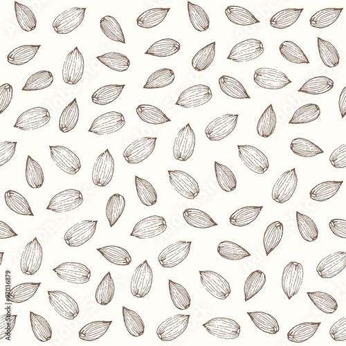 Nuts seamless pattern. Useful for ads, signboards, packaging, menu design, interior decorating and other design.