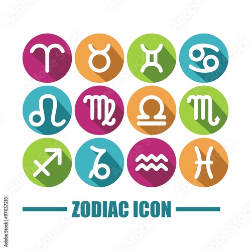 Zodiac Icon Full Color With Shadow Circle Design Vector  photo