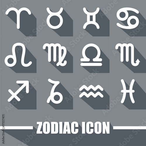 Zodiac Icon Black And White Color With Shadow Design Vector