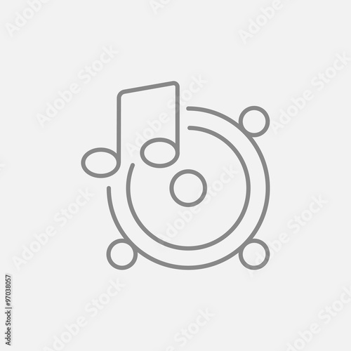 Loudspeakers with music note line icon.