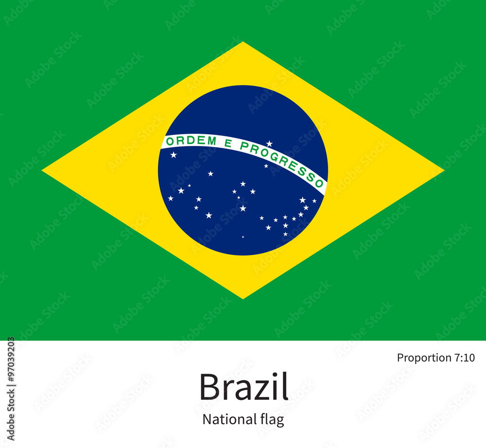 Fototapeta premium National flag of Brazil with correct proportions, element, colors