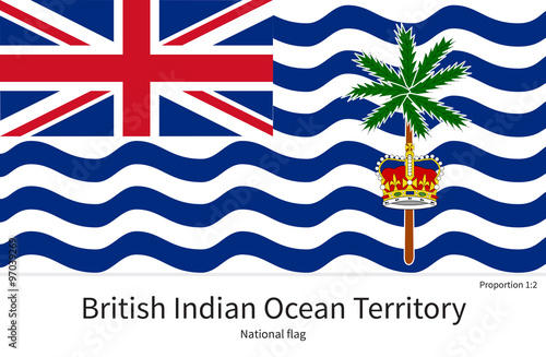 National flag of British Indian Ocean Territory with correct proportions, element, colors