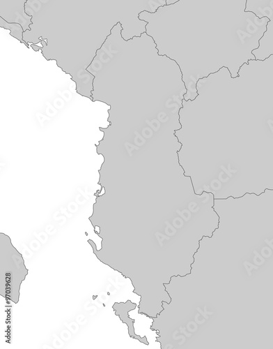 Karte von Albanien - Grau