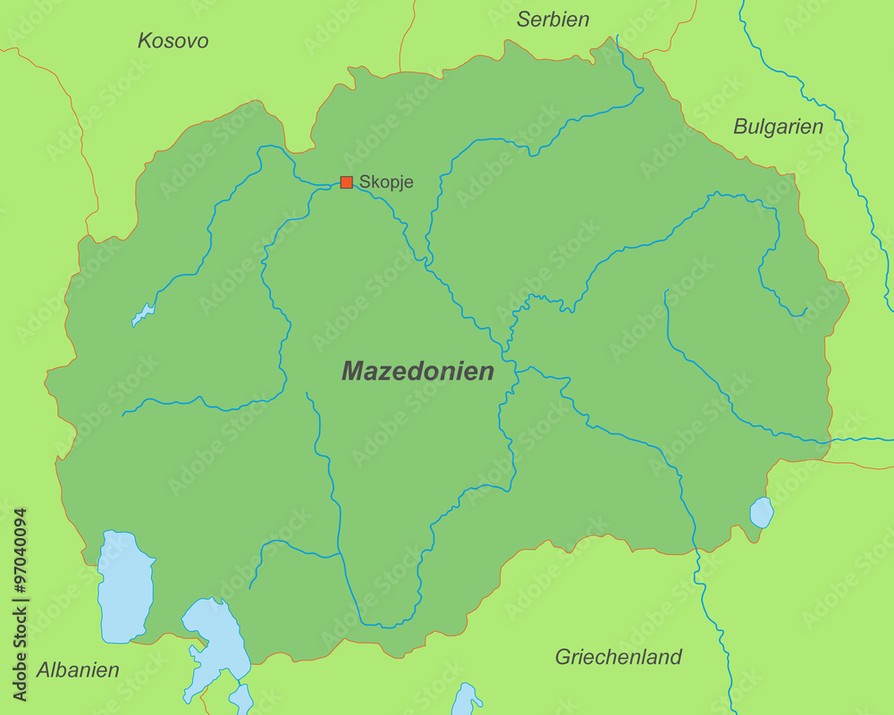 Mazedonien in Grün (beschriftet)