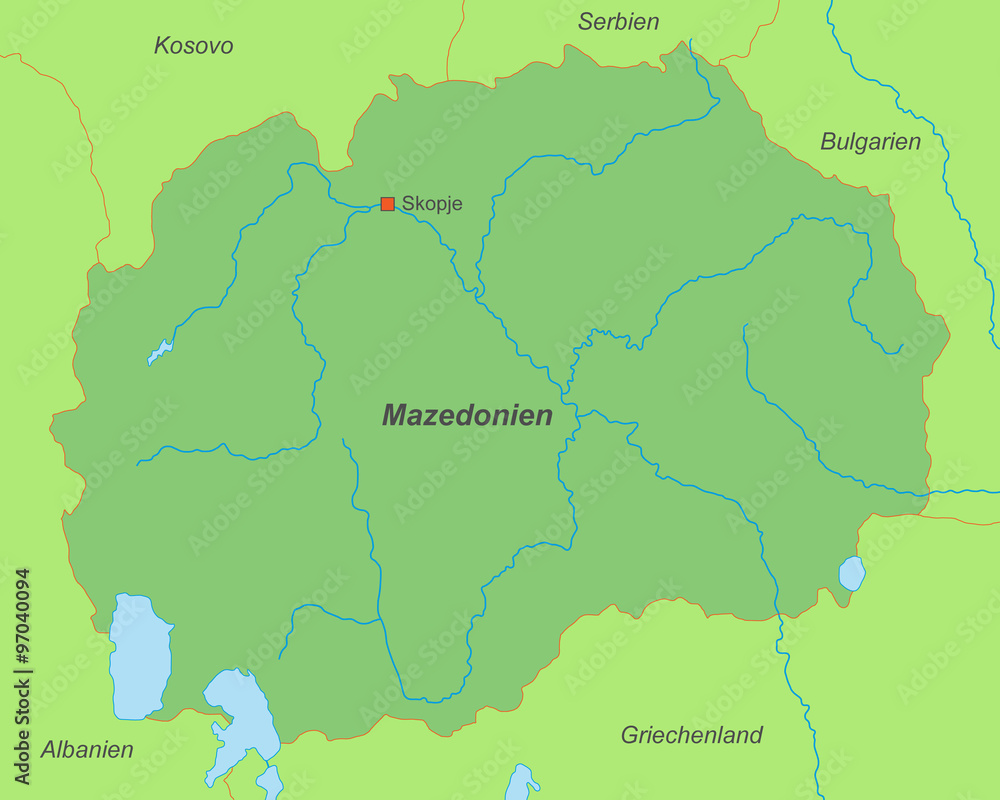 Fototapeta premium Mazedonien in Grün (beschriftet)