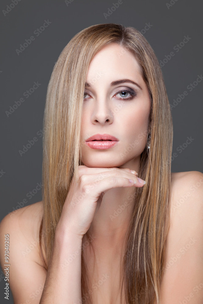 Young blonde beauty with straight hair