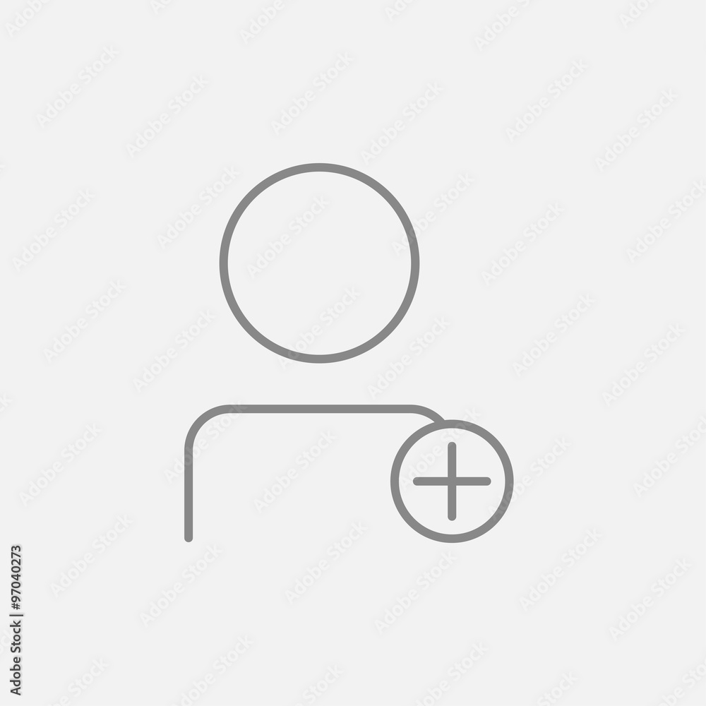 User profile with plus sign line icon. User profile with plus sign line icon.