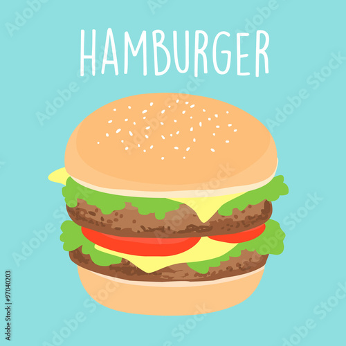 fresh cheese hamburger graphic vector illustration