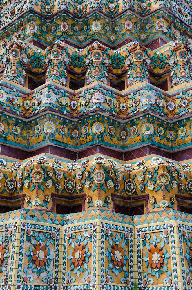 Detail of Color Ornamental Ceramic Stupa.