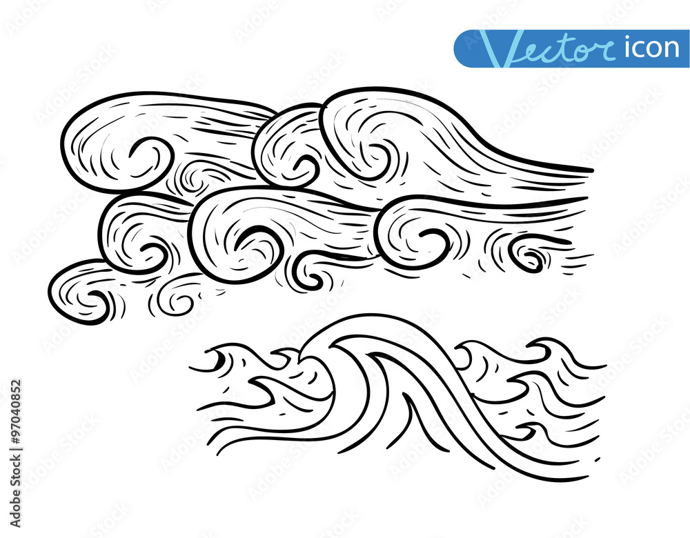 Fototapeta premium Ocean or sea waves. vector illustration.