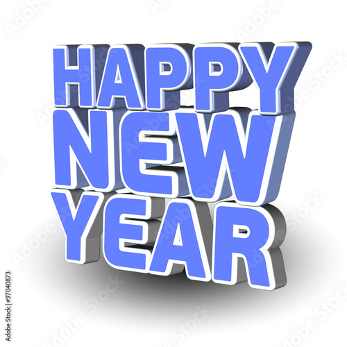 Inscription Happy New Year blue colors in 3D