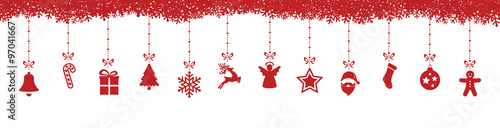 christmas decoration elements hanging snowflakes isolated backgr