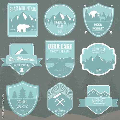 Set of outdoor adventure and expedition logo badges