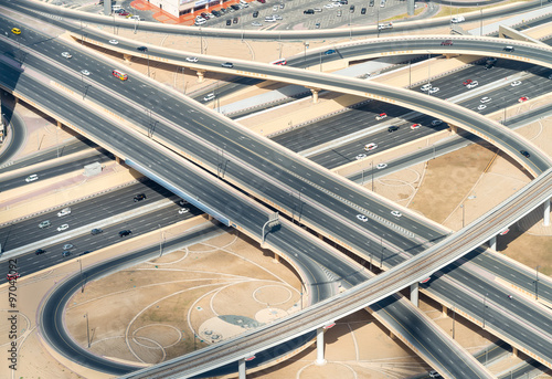 Aerial view of Elevated Interstate Interchange