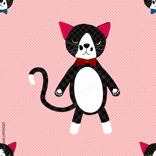 Black Cat with Ribbon on Pi...