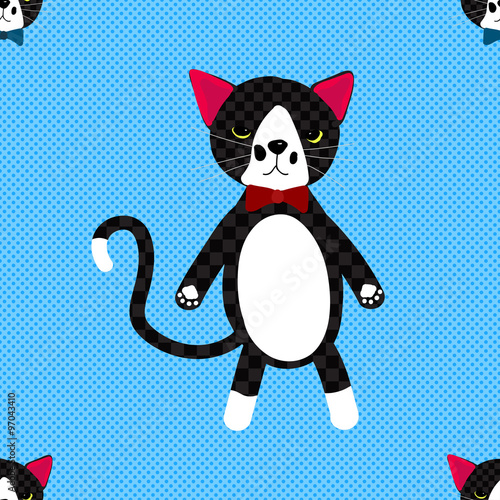 Black Cat with Ribbon on Bl...