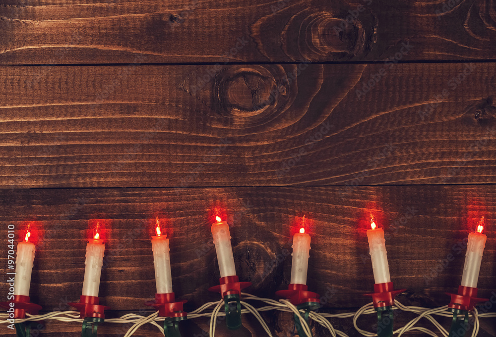 Christmas Rustic Background With Garland From Candles Christmas Rustic Background With Garland From Candles